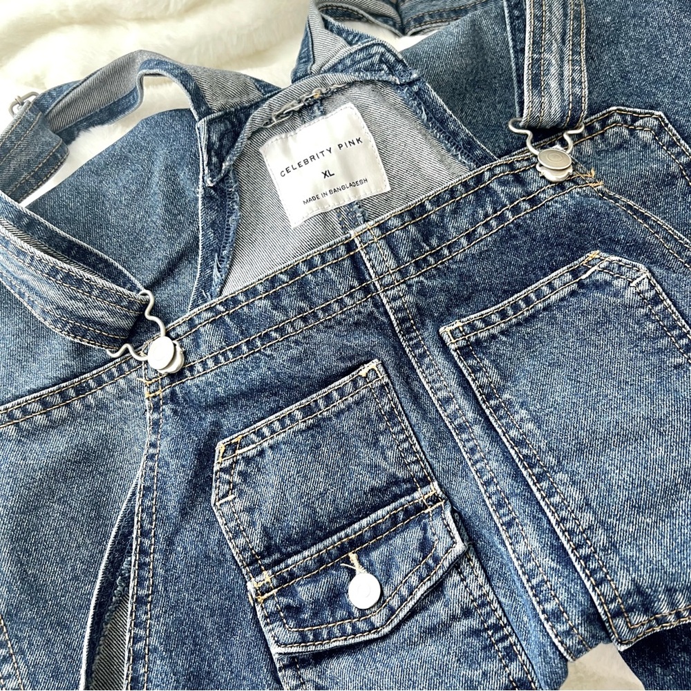 Celebrity Pink Women's Blue Denim Overalls - Picture 3 of 4
